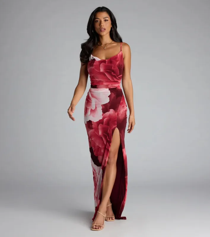 Stop and Stun Floral Slit Maxi Dress sold by Windsor