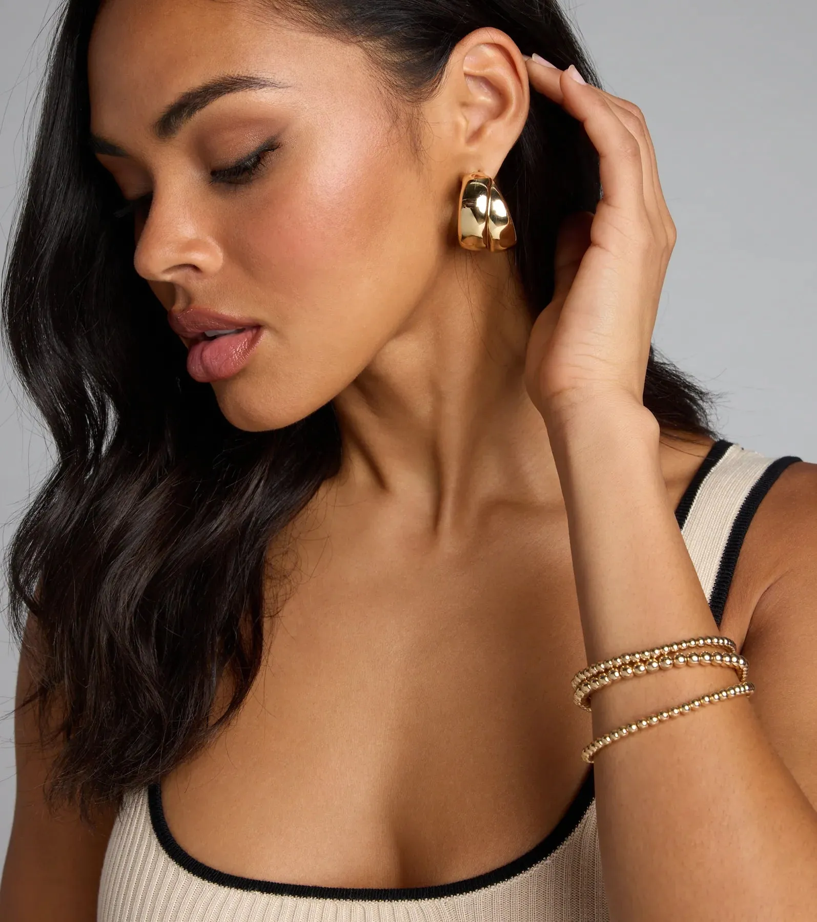 Twice The Shine Double Hoop Earrings sold by Windsor product image thumbnail 2