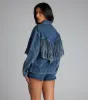 Fringe Benefits Oversized Denim Jacket sold by Windsor