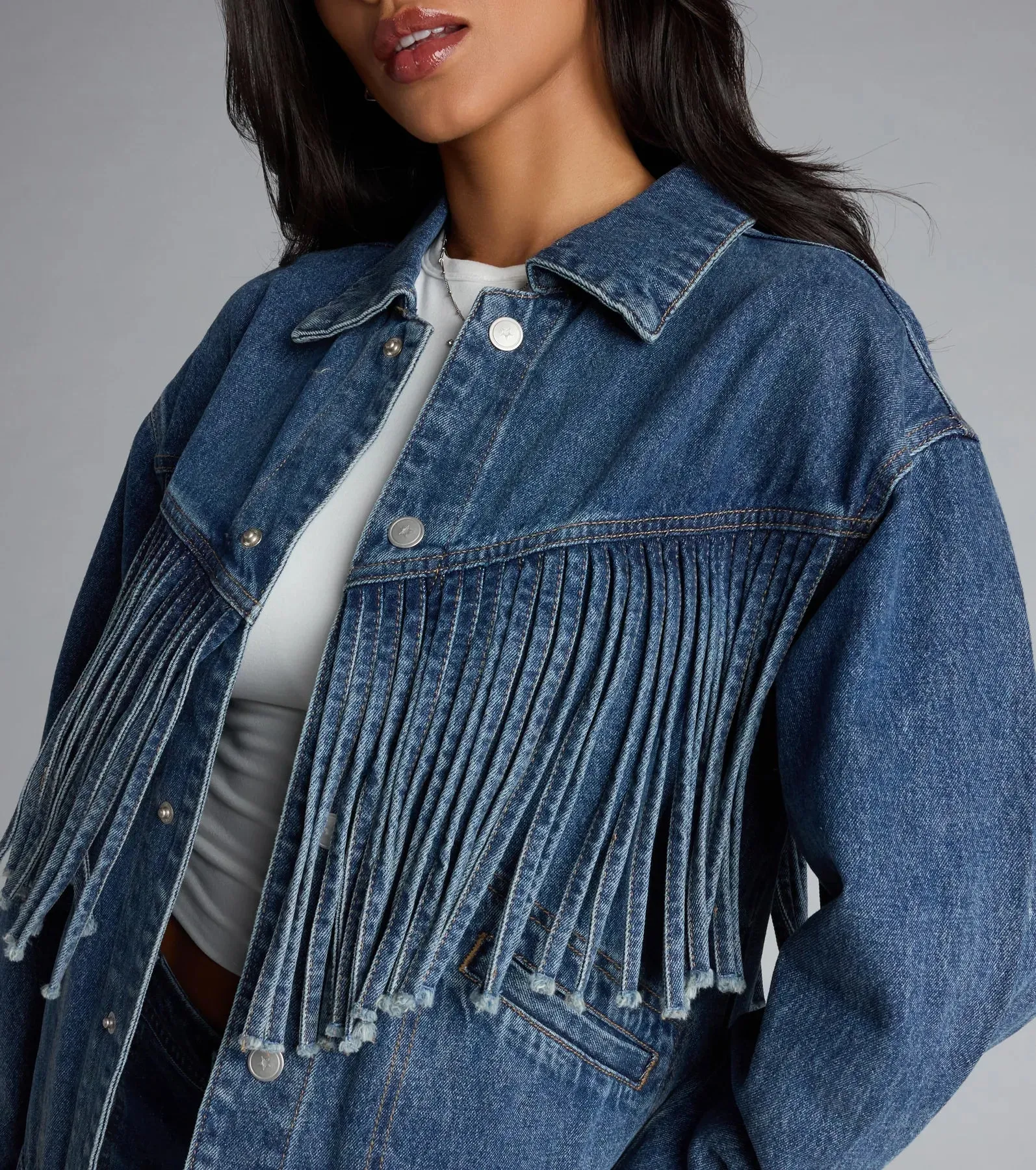 Fringe Benefits Oversized Denim Jacket sold by Windsor product image thumbnail 4