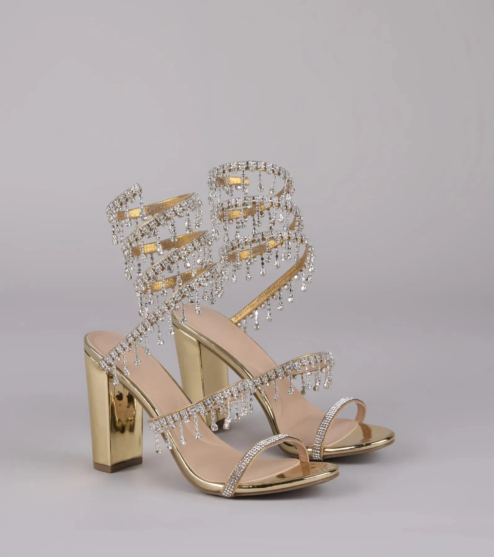 Keep It Gorgeous Rhinestone Spiral Block Heels sold by Windsor product image thumbnail 5