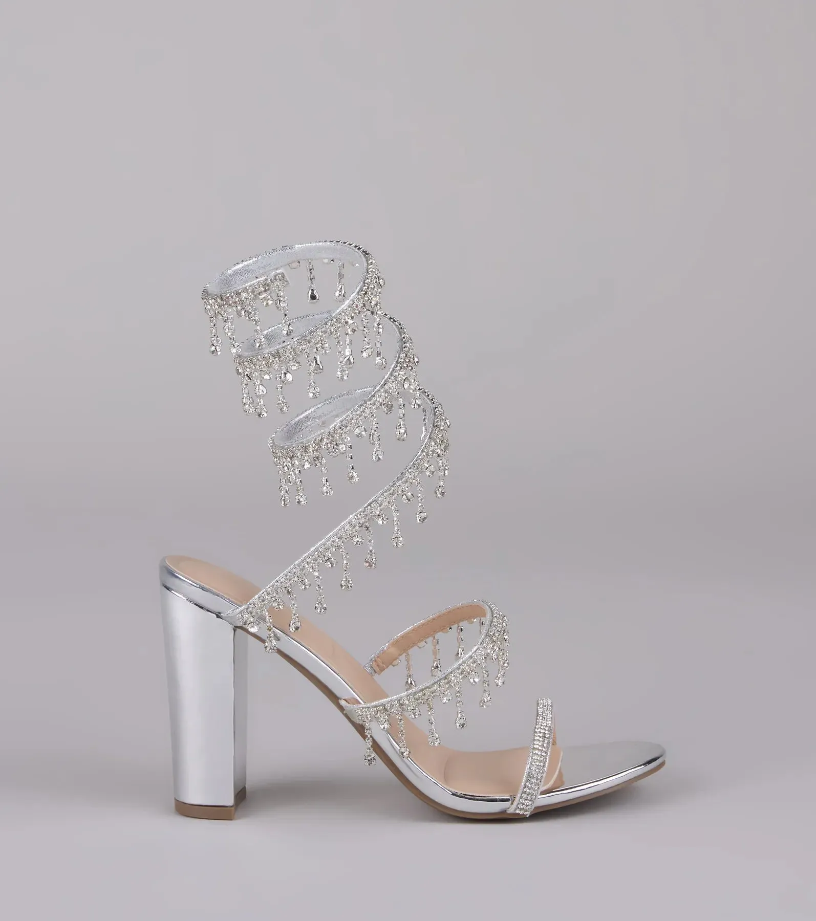 Keep It Gorgeous Rhinestone Spiral Block Heels sold by Windsor product image thumbnail 2