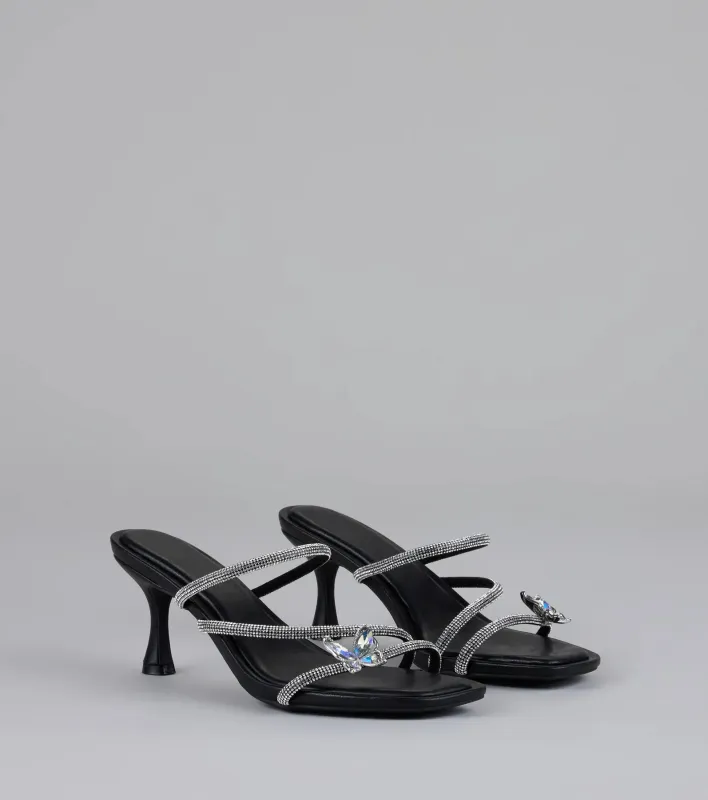 Winged Whispers Butterfly Rhinestone Mules sold by Windsor