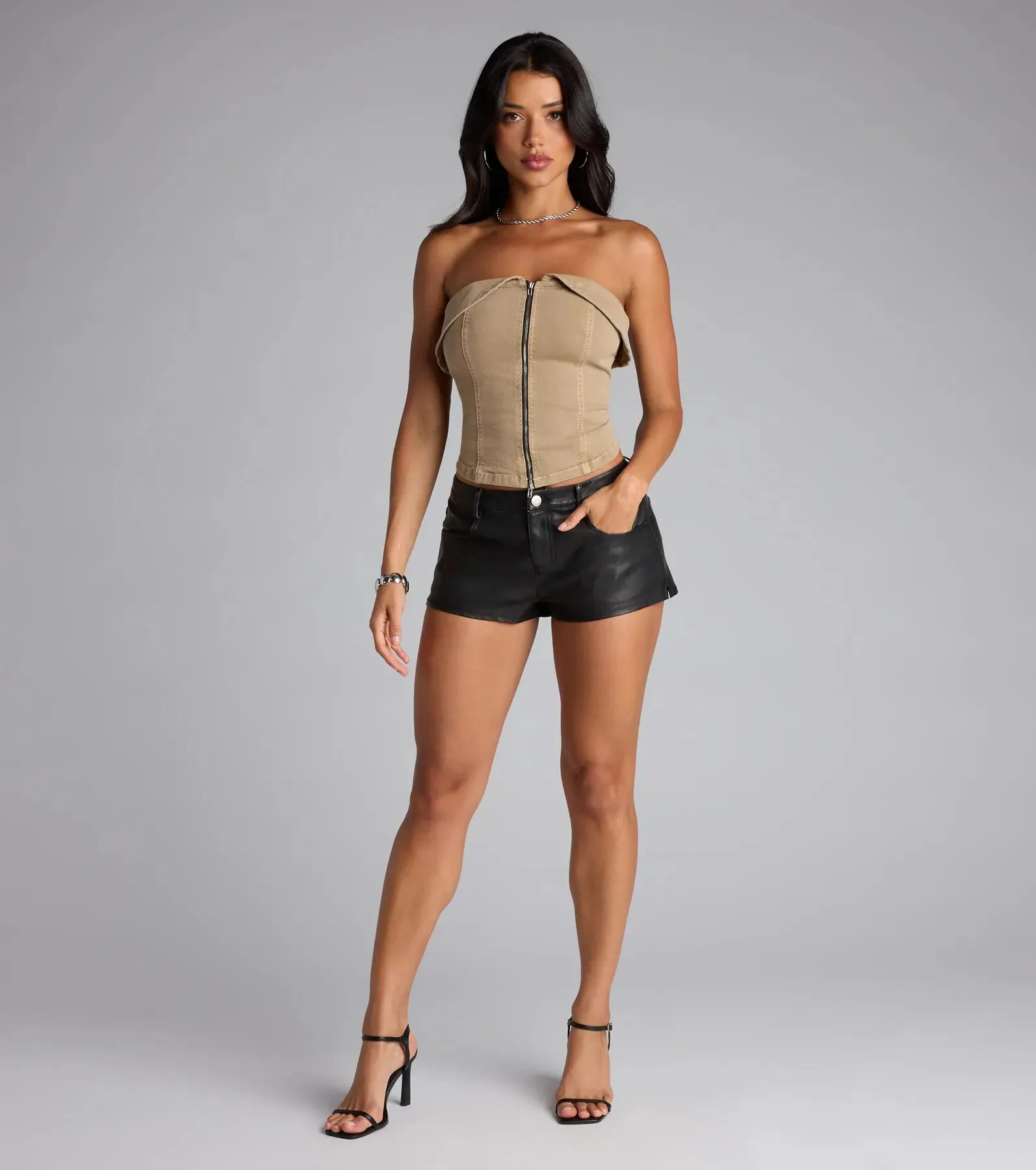Zip It Up Foldover Tube Top sold by Windsor product image thumbnail 4