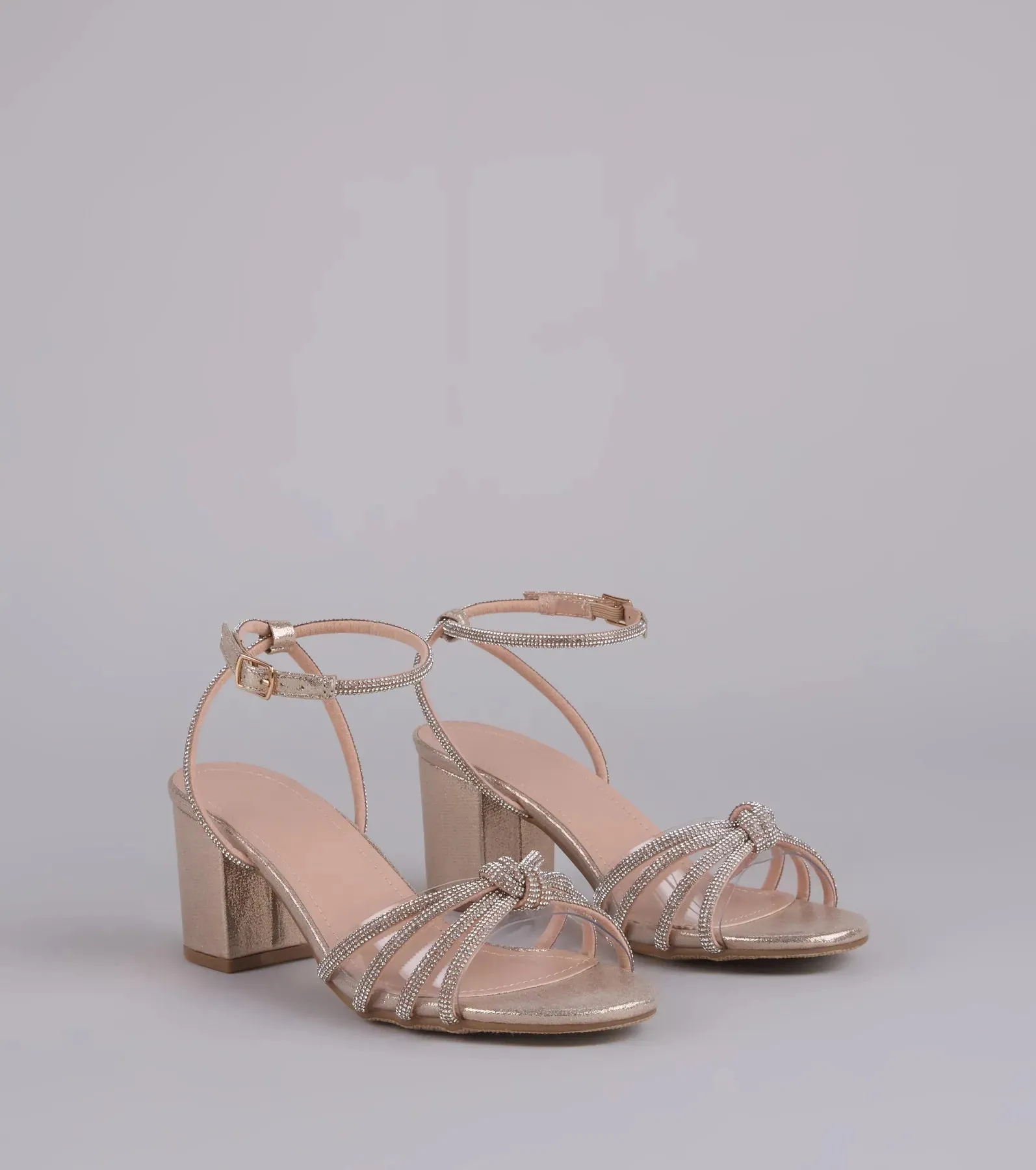 Sparkle Mode Rhinestone Strappy Glitter Block Heels sold by Windsor