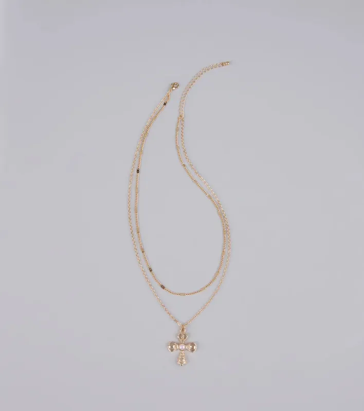 Fashionable Faith Layered Cross Pendant Necklace sold by Windsor