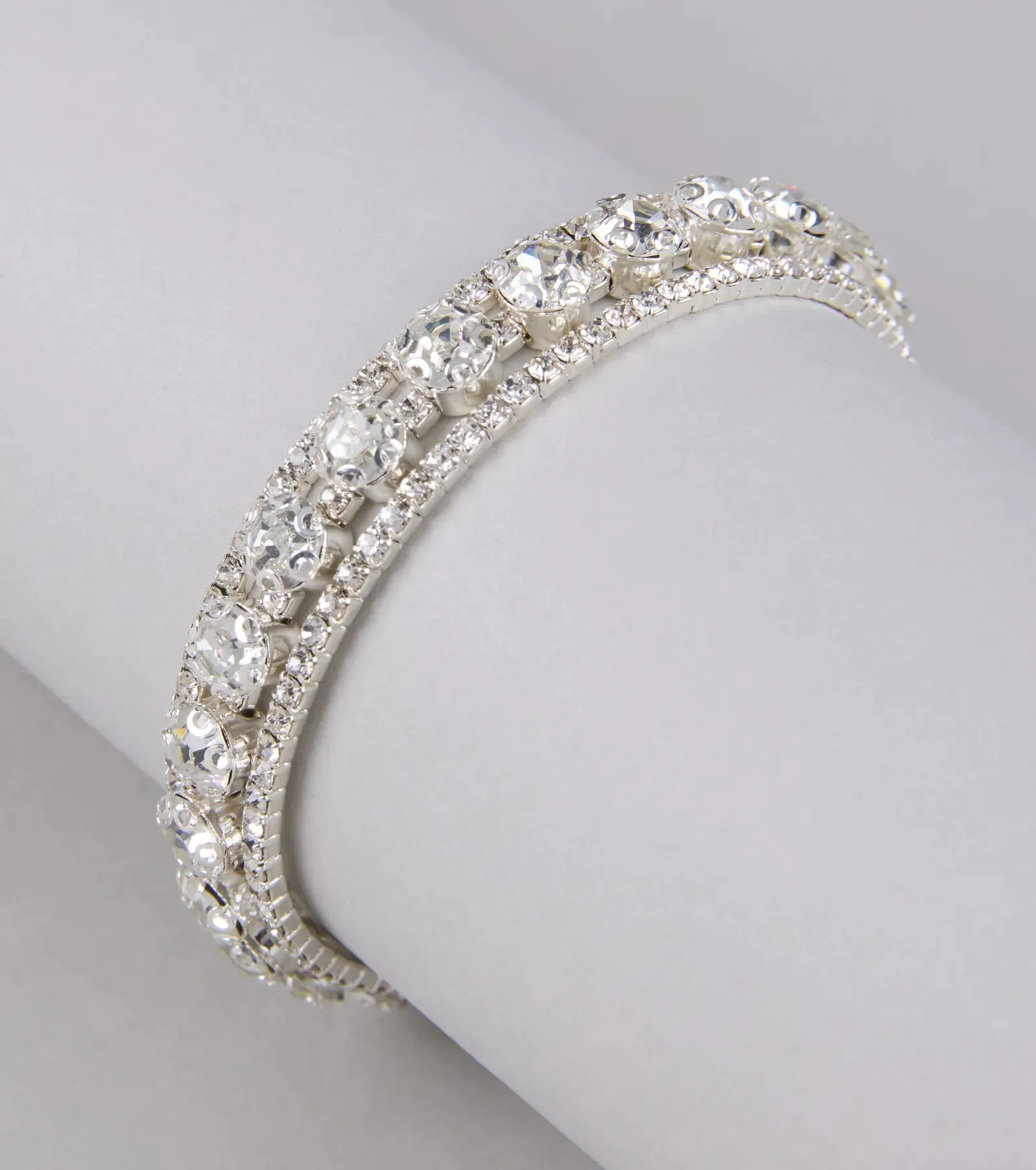 Stacked in Sparkle Rhinestone Memory Wire Bracelet sold by Windsor product image thumbnail 2