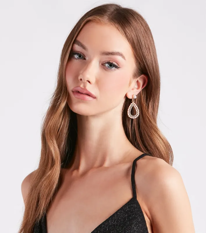 Classic Glam Pearl Rhinestone Drop Earrings sold by Windsor