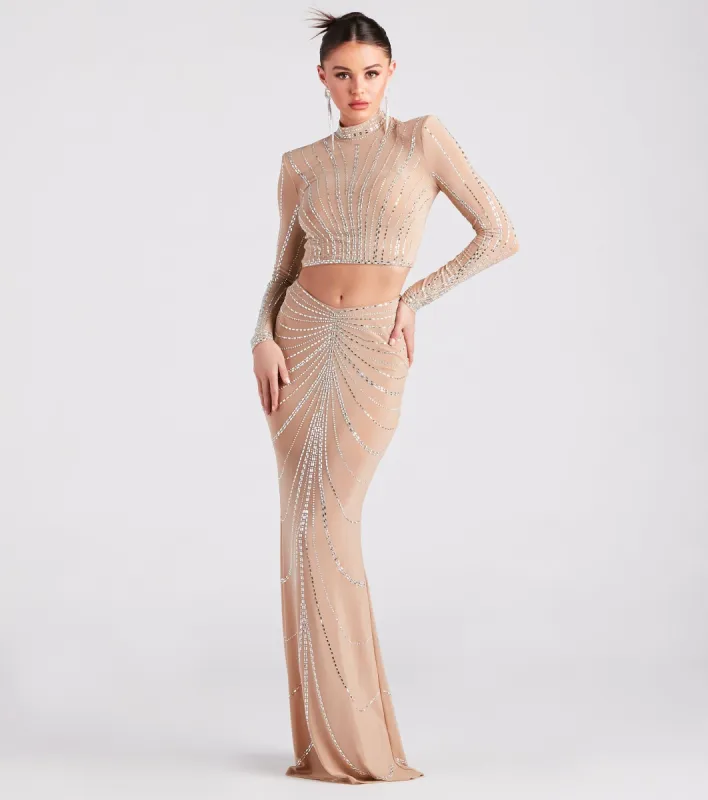 Wrapped In Rhinestone Maxi Skirt sold by Windsor