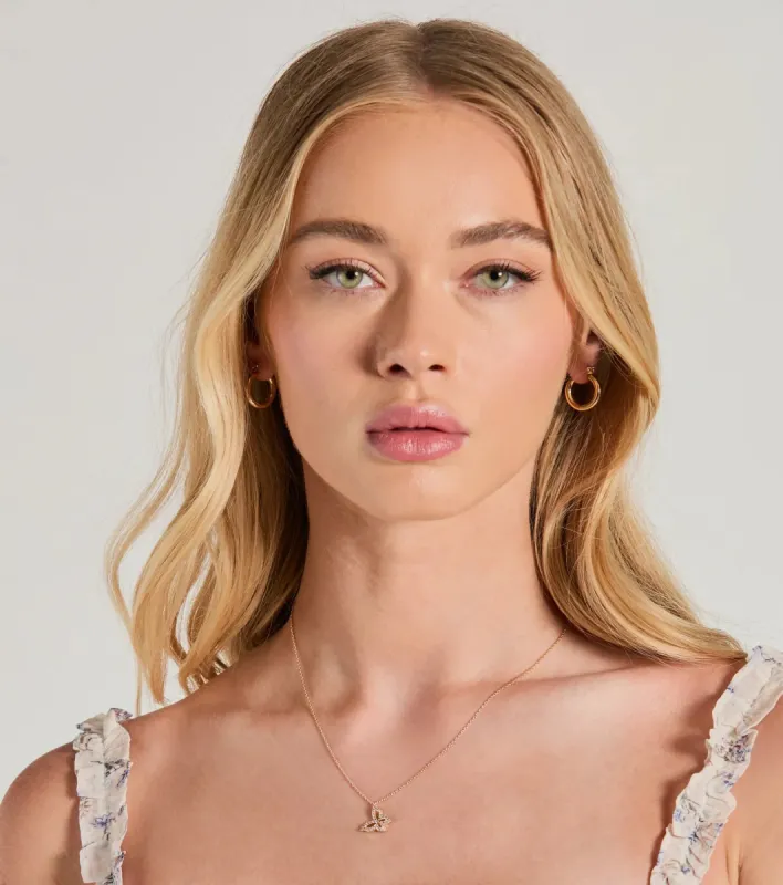 Dainty Cubic Zirconia Butterfly Charm Necklace sold by Windsor