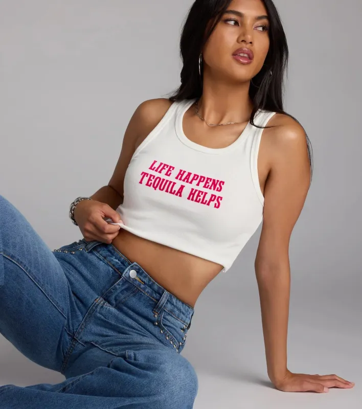 Tequila Made Me Do It Graphic Crop Top sold by Windsor