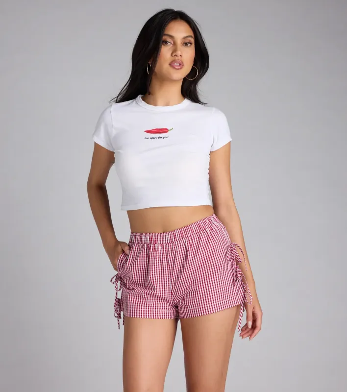 Short But Sweet Gingham Bow Shorts sold by Windsor