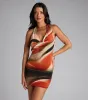 Paint the Town Halter Abstract Mini Dress sold by Windsor