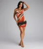 Paint the Town Halter Abstract Mini Dress sold by Windsor