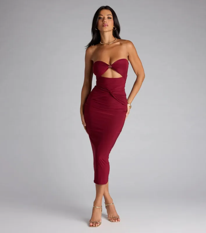 Spiral Into Style Cutout Bodycon Midi Dress sold by Windsor
