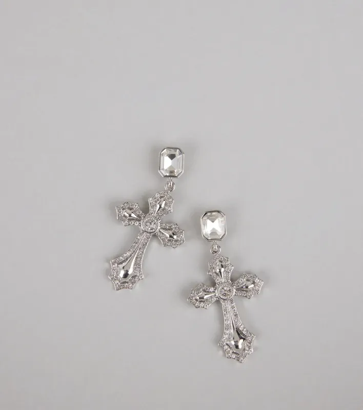 Saint and Slay Rhinestone Cross Earrings sold by Windsor