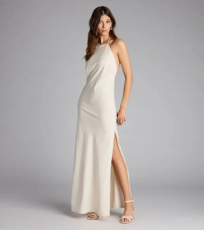 Coastal Chic Linen Halter Maxi Dress sold by Windsor