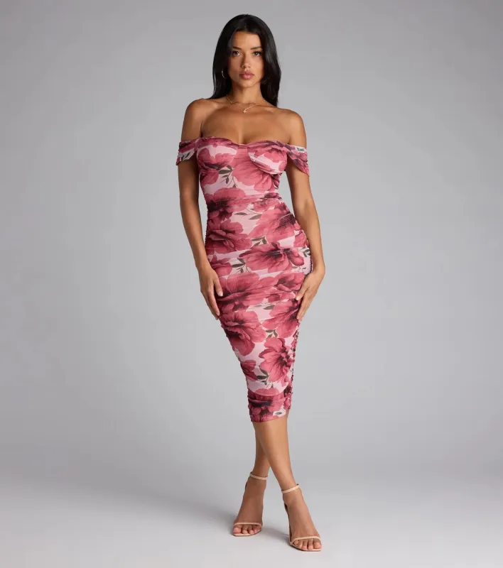 Crush Season Floral Mesh Midi Dress sold by Windsor