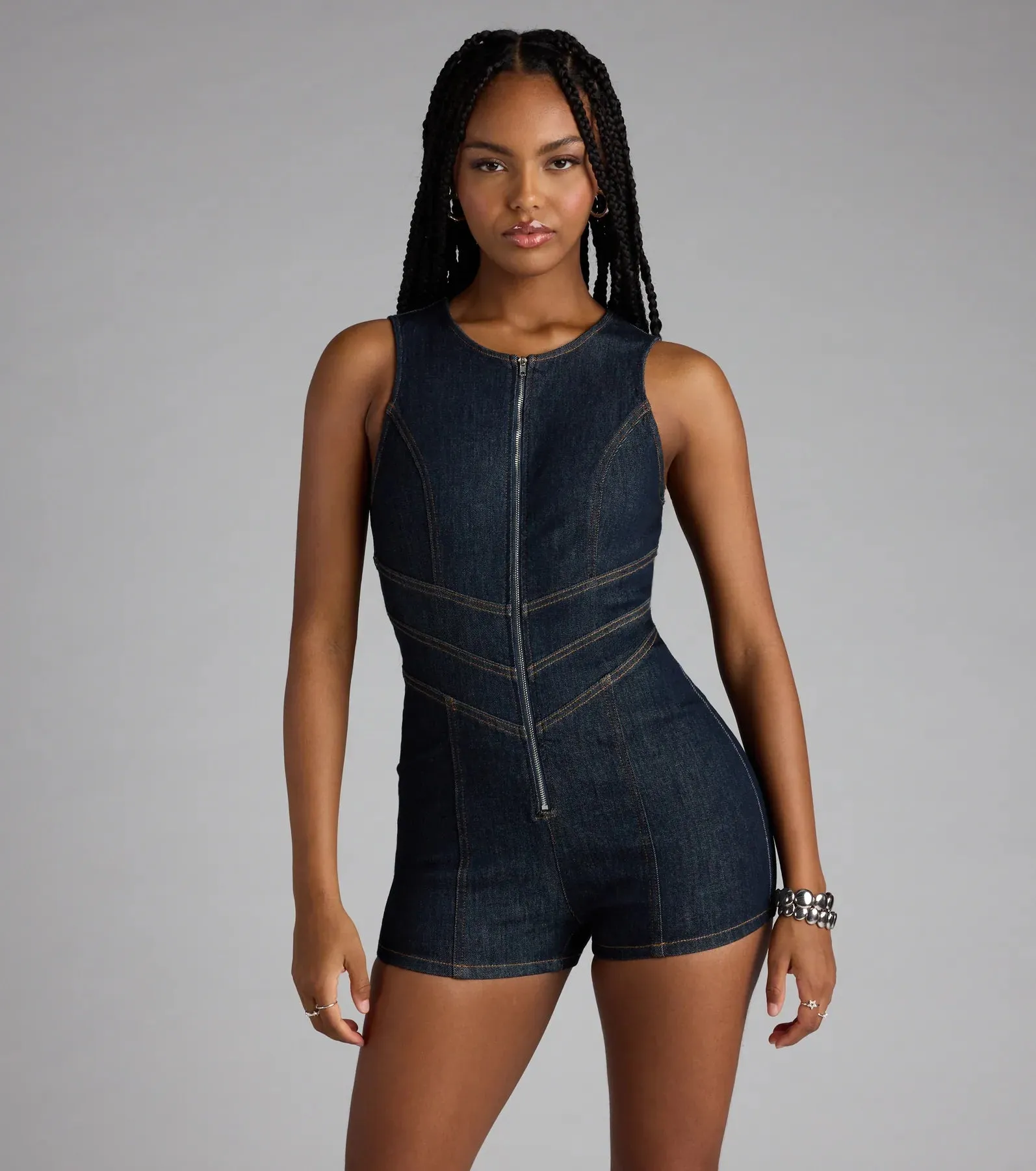 Steal Your Heart Denim Romper sold by Windsor
