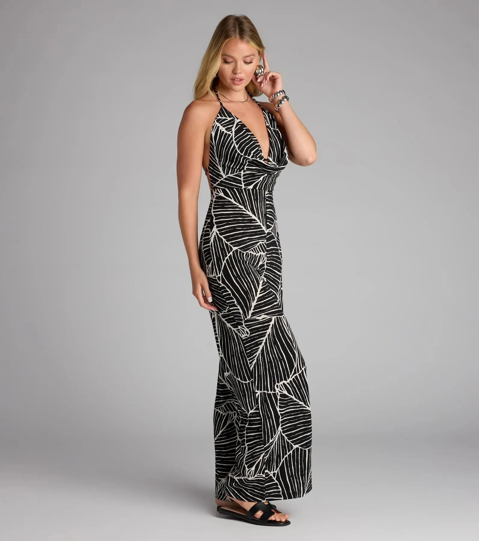 Tropic Like It’s Hot Wide Leg Cowl Neck Jumpsuit sold by Windsor product image thumbnail 4