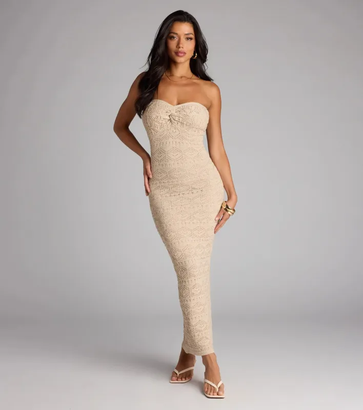 Barefoot Bliss Strapless Crochet Maxi sold by Windsor