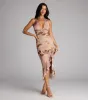 Crush Worthy Floral Mesh Halter Midi Dress sold by Windsor