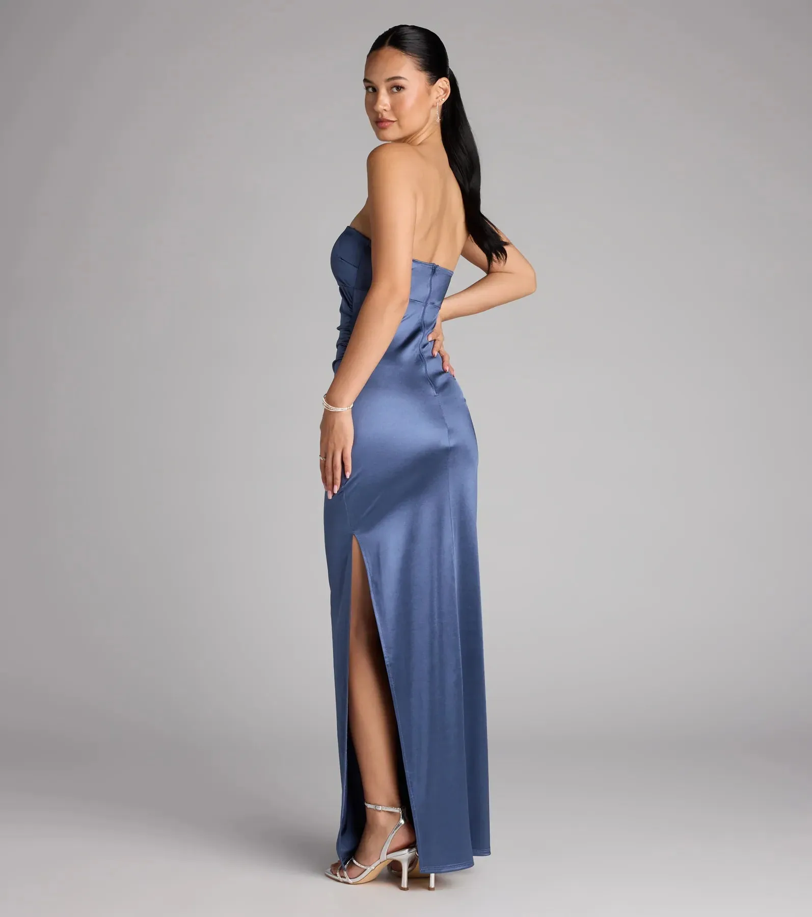 Kaleigh Satin Strapless Formal Dress sold by Windsor product image thumbnail 2