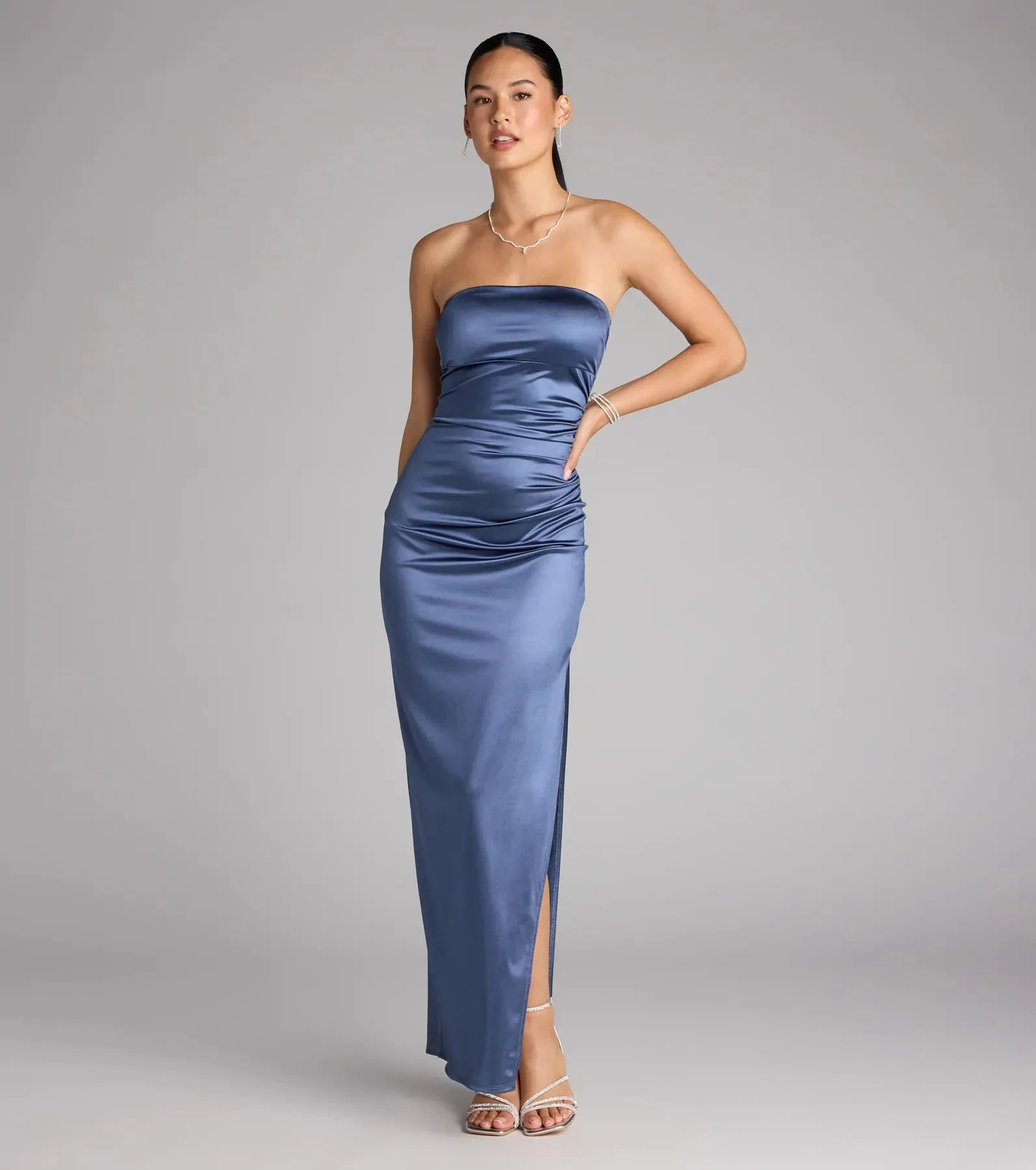 Kaleigh Satin Strapless Formal Dress sold by Windsor