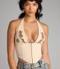Charming Drama Plunge Halter Corset Top sold by Windsor