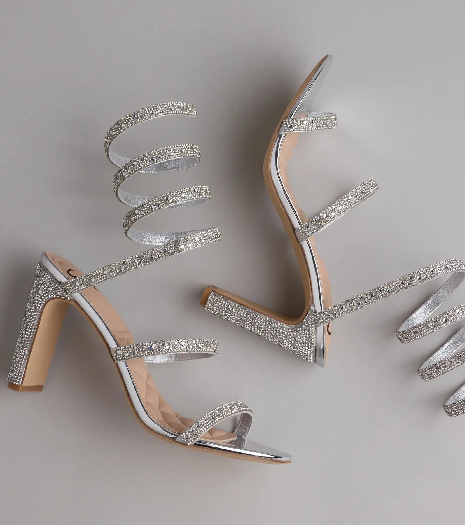 Feelin' Glam Rhinestone Spiral Strap Block Heels sold by Windsor product image thumbnail 5