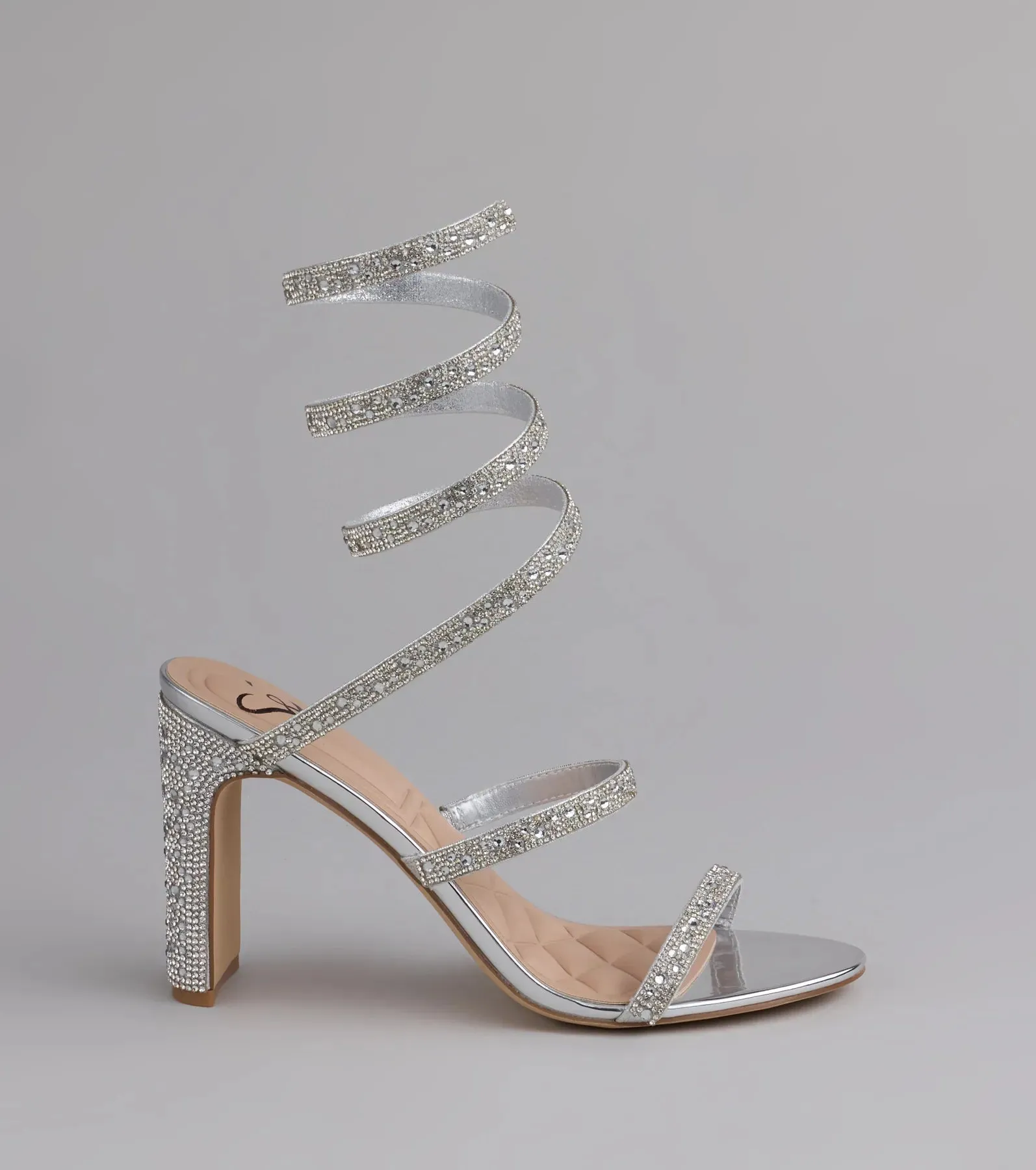 Feelin' Glam Rhinestone Spiral Strap Block Heels sold by Windsor product image thumbnail 2