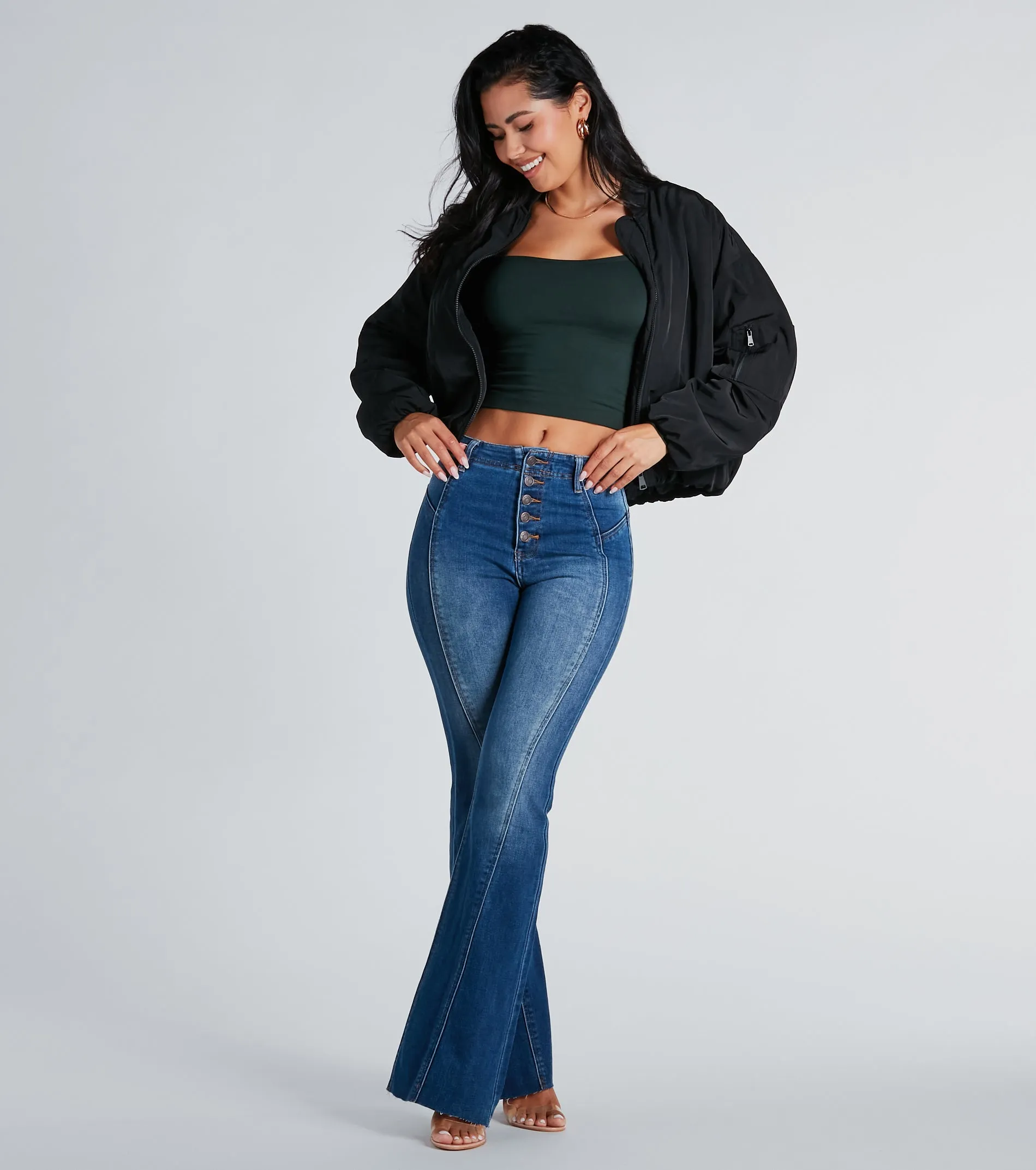 All Buttoned Up High-Rise Flare Denim Jeans sold by Windsor product image thumbnail 2