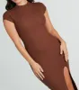 Sweet Demeanor Mock Neck Ribbed Knit Midi Dress sold by Windsor