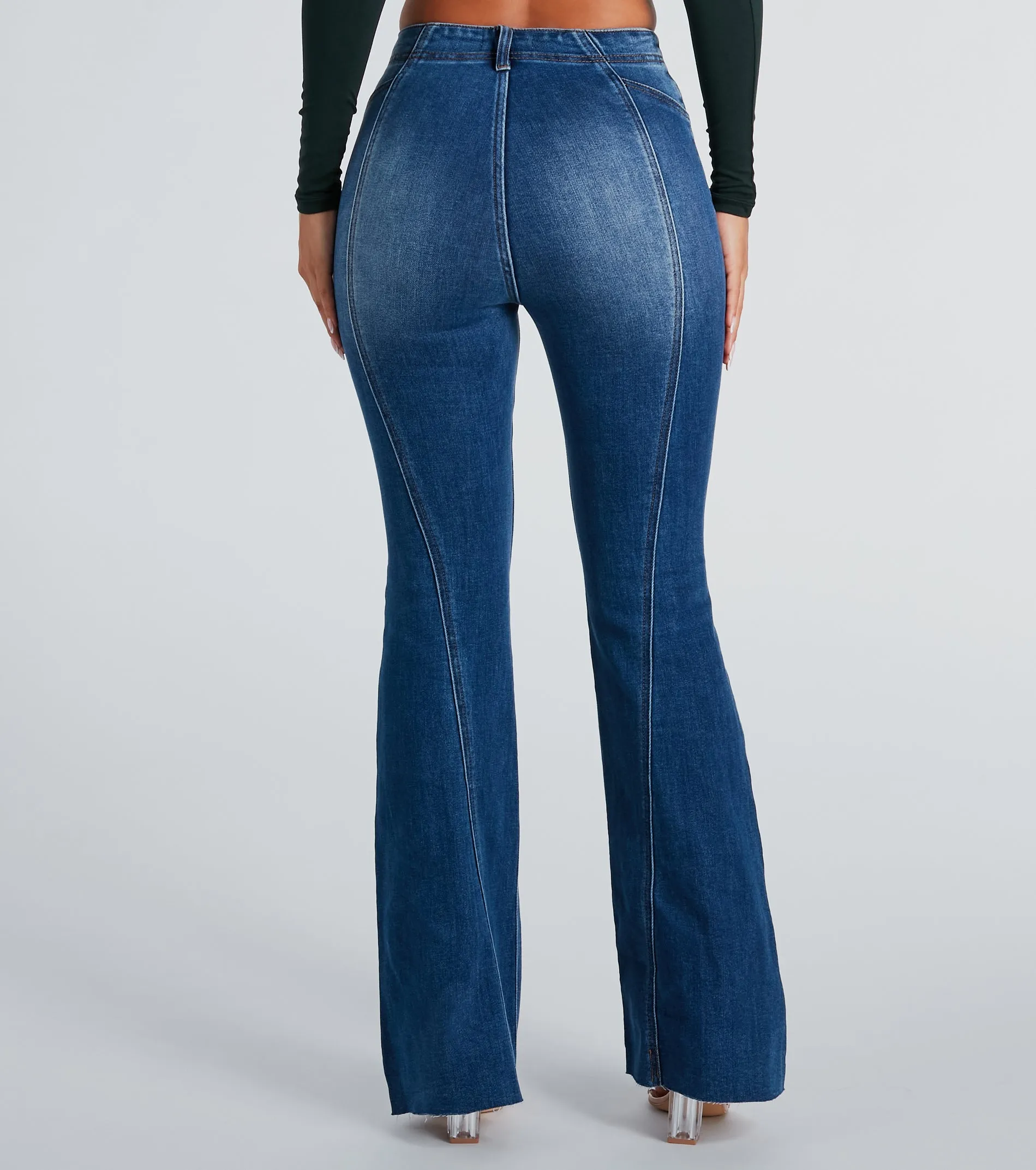 All Buttoned Up High-Rise Flare Denim Jeans sold by Windsor product image thumbnail 3