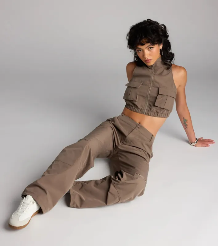 Zip It and Chill Mid-Rise Cargo Pants sold by Windsor