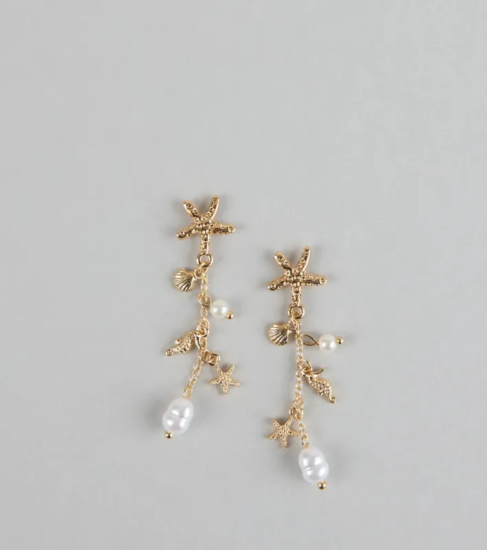 Mermaid Mood Starfish and Seashell Earrings sold by Windsor