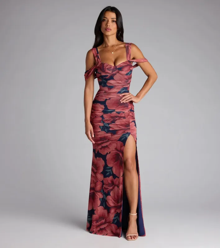 Layla Floral Cold Shoulder Mermaid Formal Dress sold by Windsor