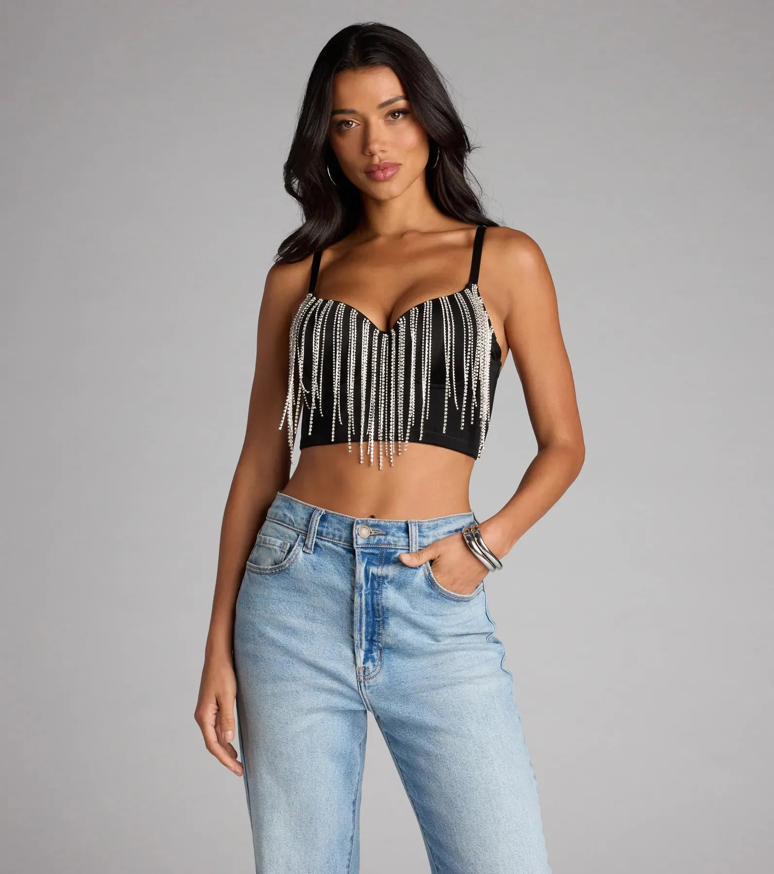 Drop the Sparkle Rhinestone Bustier sold by Windsor