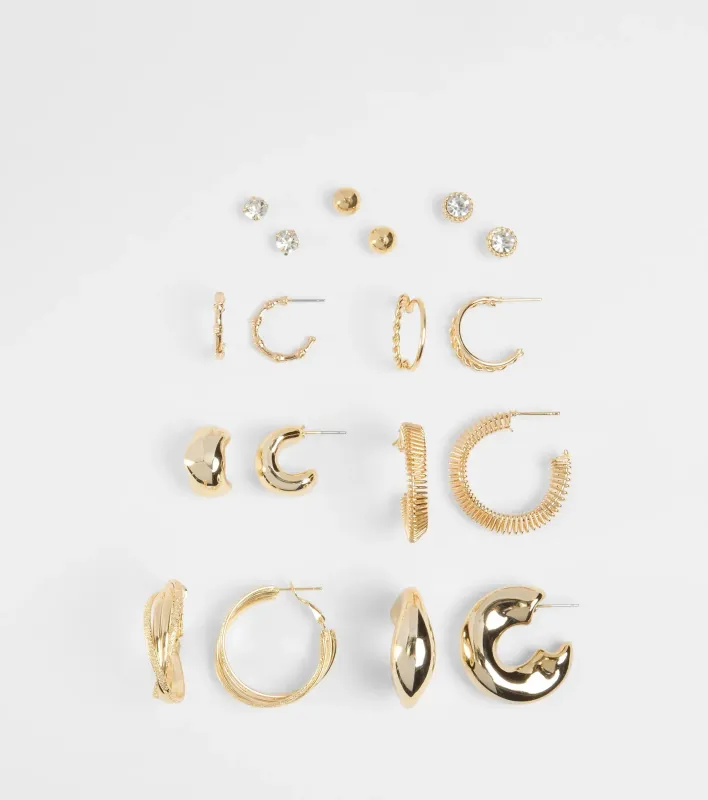Trendy Love Stud And Hoop Earrings Set sold by Windsor