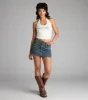 Buckle Up Bestie Belted Denim Mini Skirt sold by Windsor