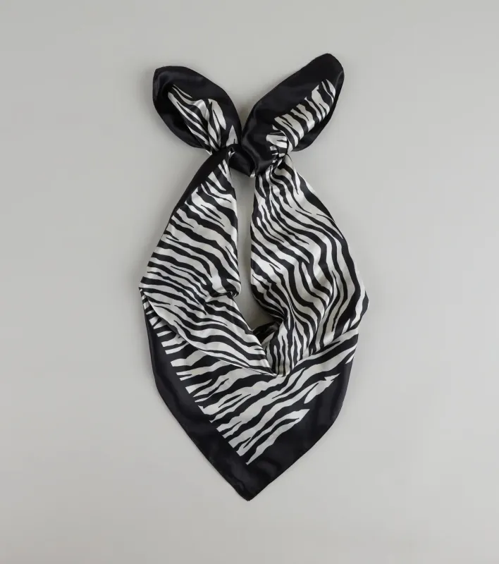 Call Me Extra Zebra Print Satin Scarf sold by Windsor