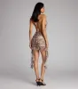 Wild Side Calling Plunge Halter Mini Dress sold by Windsor