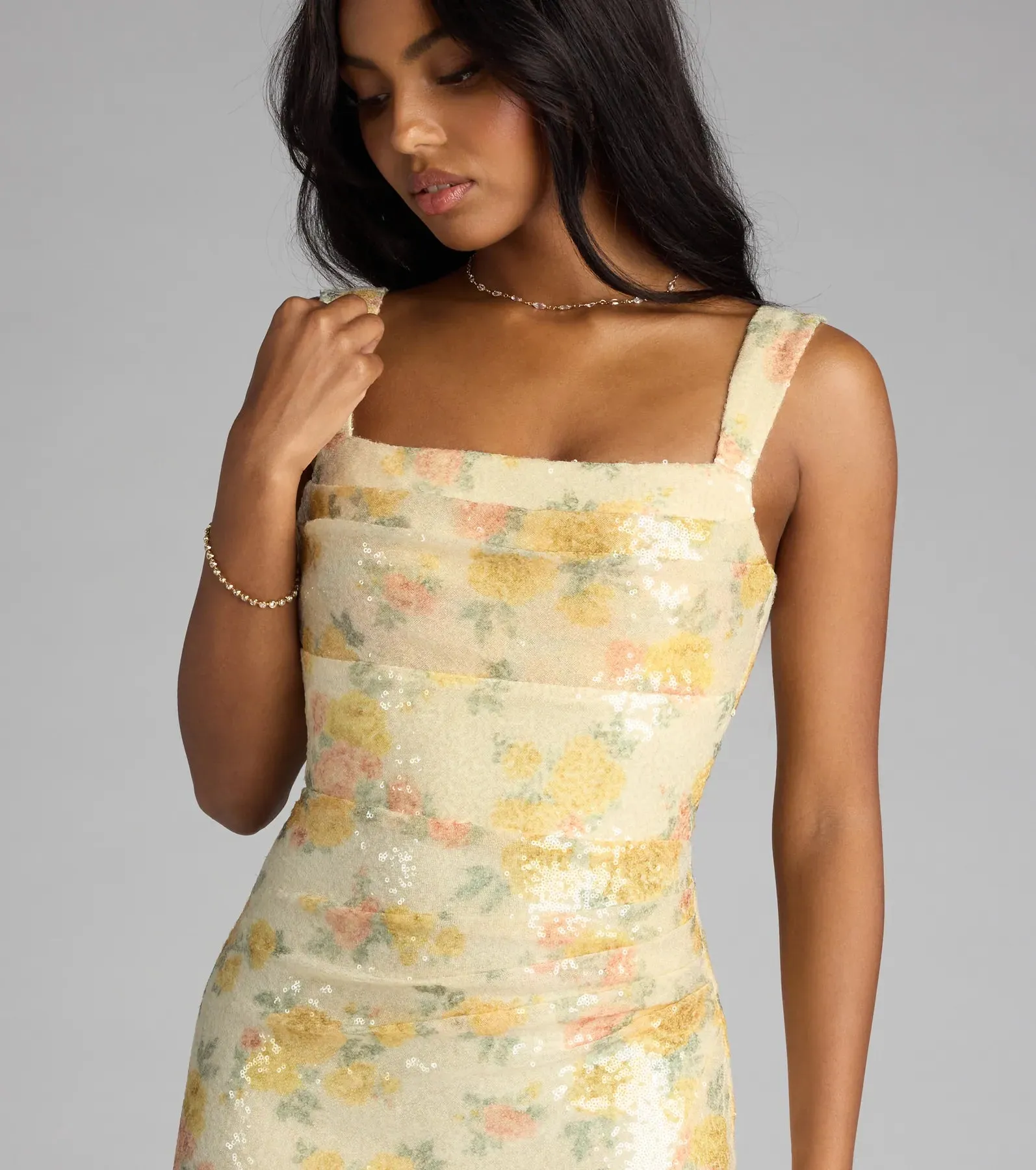 Elara Floral Sequin Lace-Up Mini Dress sold by Windsor product image thumbnail 4