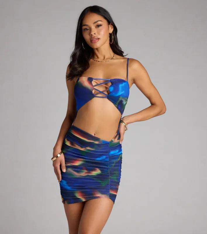 Eyes on You Abstract Print Cutout Mini Dress sold by Windsor