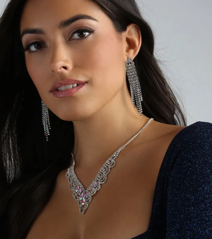 Touch Of Sparkle Iridescent Rhinestone Earrings sold by Windsor