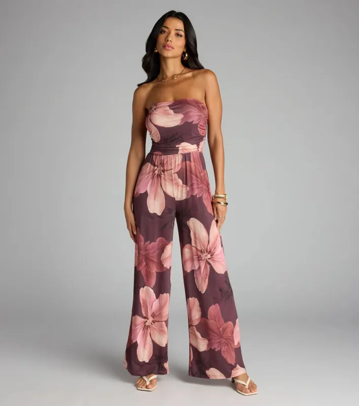 Pretty Blooms Floral Strapless Jumpsuit sold by Windsor