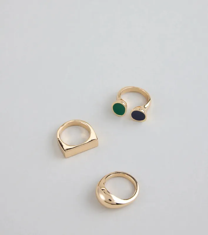 Ring Leader Energy Mixed Metal Ring Set sold by Windsor