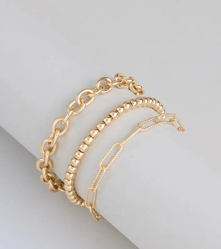 Stacked Intentions Chain And Bead Bracelet Set sold by Windsor