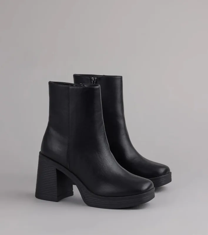 Tough Love Platform Block Heel Booties sold by Windsor