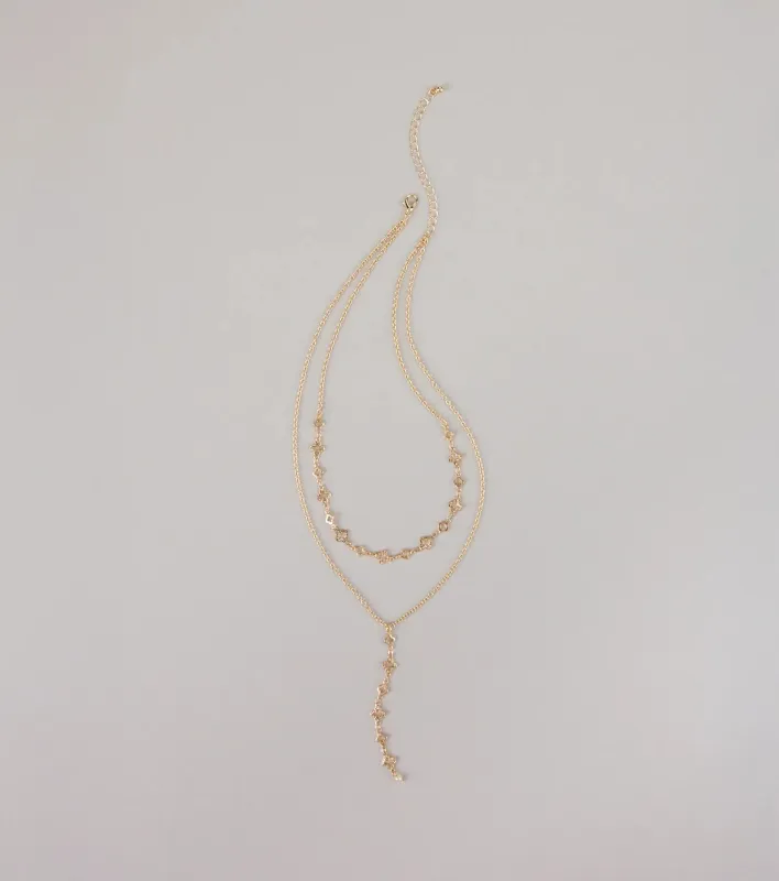 Charmed I'm Sure Clover Chain Lariat Necklace sold by Windsor